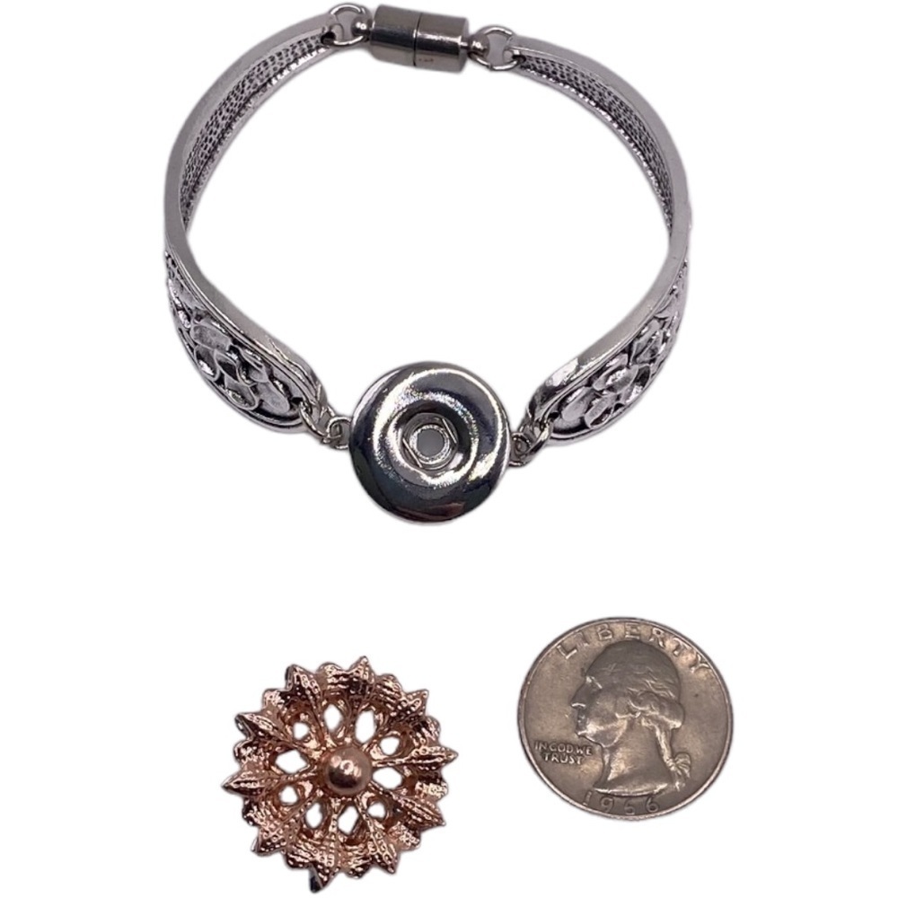 Vintage Style Floral Bracelet Holiday Gift Iridescent Ginger Snap 18mm NWT - Picture 11 of 14